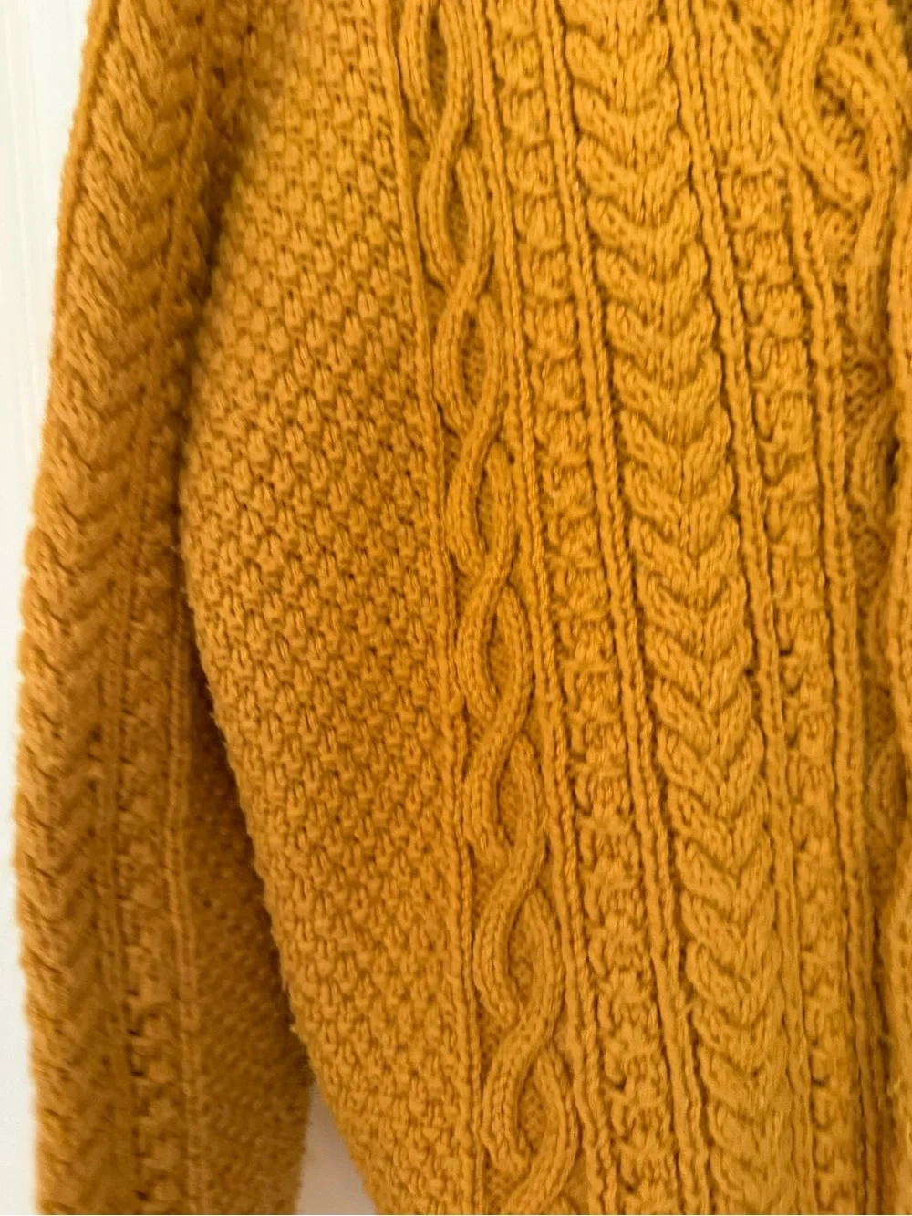 Men's Chunky Cable Knit Cardigan Sweater - Mustard